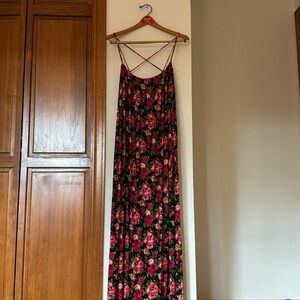 Calvin Klein Stretchy Floral Maxi Dress With Pockets